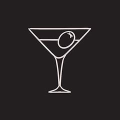 Image showing Cocktail glass sketch icon.