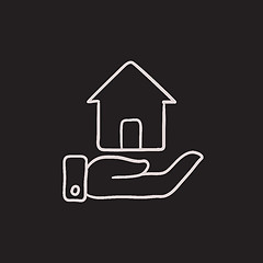 Image showing House insurance sketch icon.