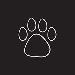 Image showing Paw print sketch icon.