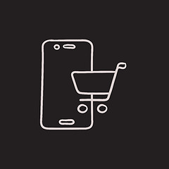 Image showing Online shopping sketch icon.