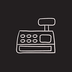 Image showing Cash register machine sketch icon.