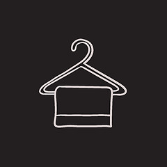 Image showing Towel on hanger sketch icon.