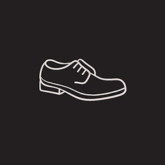 Image showing Shoe with shoelaces sketch icon.