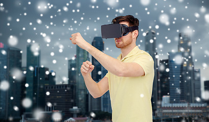 Image showing man in virtual reality headset or 3d glasses