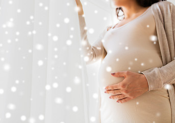 Image showing close up of pregnant woman with big belly