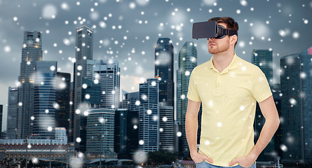 Image showing man in virtual reality headset or 3d glasses