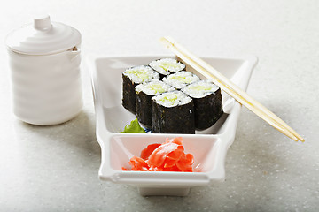 Image showing Cucumber maki sushi