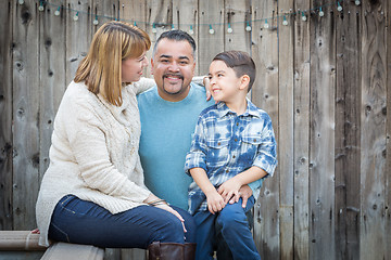 Image showing Young Mixed Race Family Portrait Outside