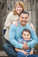 Image showing Young Mixed Race Family Portrait Outside