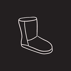 Image showing Fuzzy winter boot sketch icon.