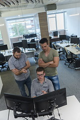 Image showing startup business people group working as team to find solution