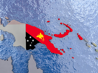 Image showing Papua New Guinea with flag on globe