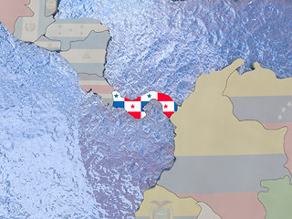 Image showing Panama with flag on globe