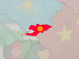 Image showing Kyrgyzstan with flag on globe