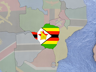 Image showing Zimbabwe with flag on globe