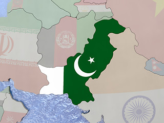 Image showing Pakistan with flag on globe