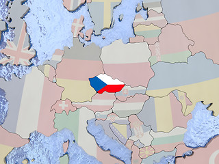 Image showing Czech republic with flag on globe