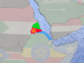 Image showing Eritrea with flag on globe
