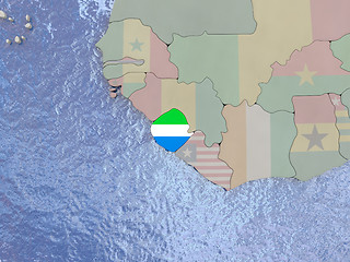 Image showing Sierra Leone with flag on globe