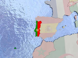 Image showing Portugal with flag on globe