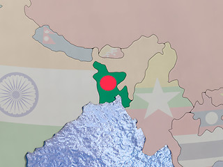 Image showing Bangladesh with flag on globe