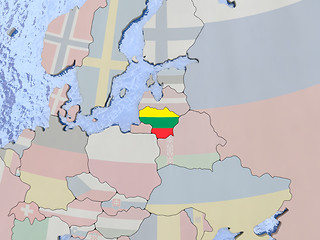 Image showing Lithuania with flag on globe