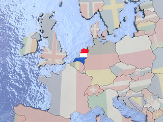 Image showing Netherlands with flag on globe