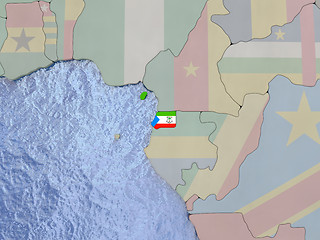 Image showing Equatorial Guinea with flag on globe