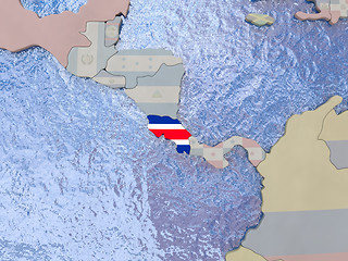 Image showing Costa Rica with flag on globe