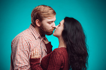 Image showing Young man and woman kissing