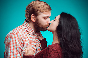 Image showing Young man and woman kissing