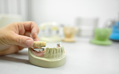 Image showing Dental technician  in dental laboratory