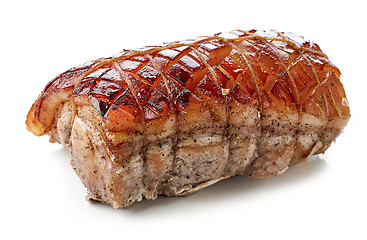 Image showing roasted pork on white background