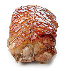 Image showing roasted pork on white background