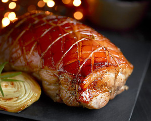 Image showing roasted pork and vegetables