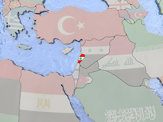 Image showing Lebanwith flag on with flag on globe