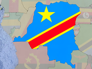 Image showing Democratic Republic of Congo with flag on globe