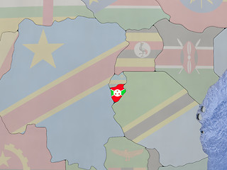 Image showing Burundi with flag on globe