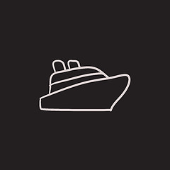 Image showing Cruise ship sketch icon.