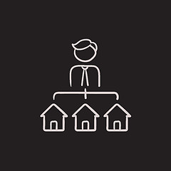 Image showing Real estate agent with three houses sketch icon.