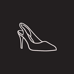 Image showing High heel shoe sketch icon.