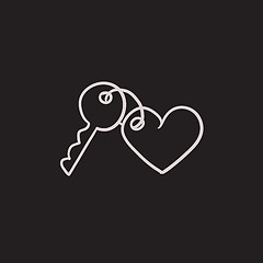 Image showing Trinket for keys as heart sketch icon.