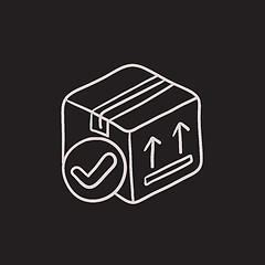 Image showing Carton package box sketch icon.