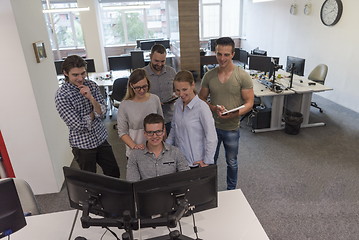 Image showing group of young startup business people standing as team