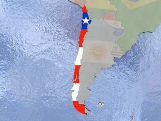 Image showing Chile with flag on globe