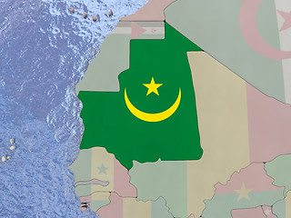 Image showing Mauritania with flag on globe