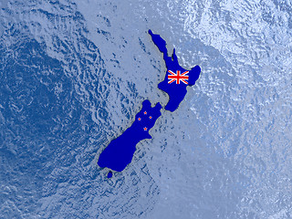 Image showing New Zealand with flag on globe