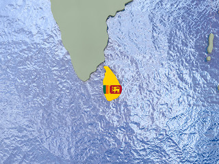 Image showing Sri Lanka with flag on globe