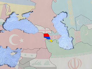 Image showing Armenia with flag on globe