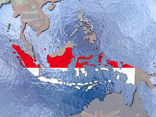 Image showing Indonesia with flag on globe